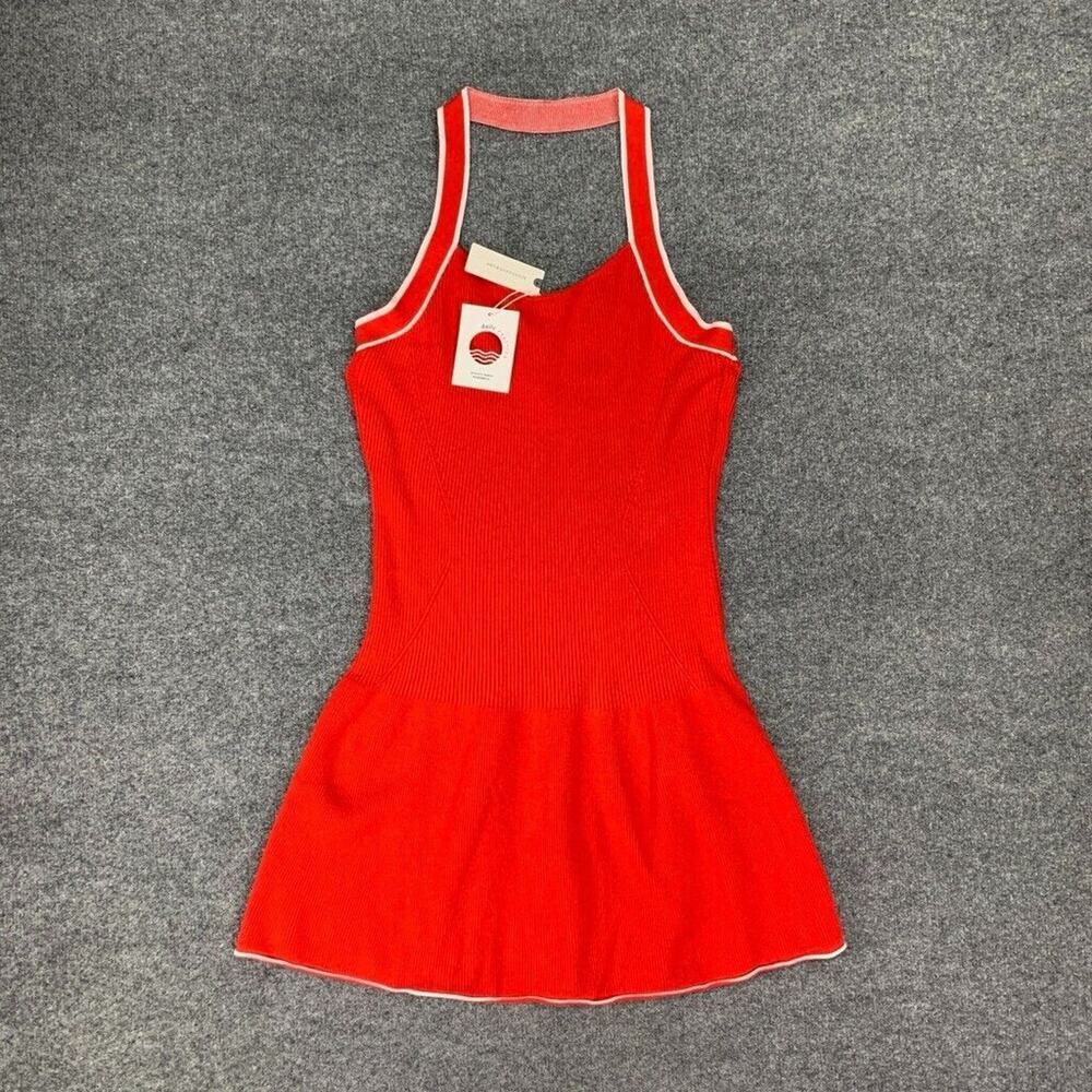 Daily Practice Dress Womens XL Red White Full Speed Halter Mini Anthropologie - Picture 2 of 16